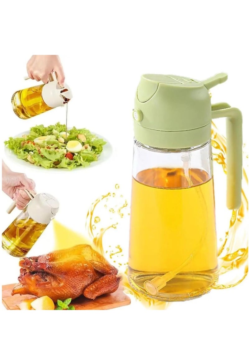 2-in-1 Oil Sprayer & Dispenser Bottle, 16oz/470ml Premium Glass Olive Oil Mister | Ideal for Air Fryer, Salad, Frying & BBQ