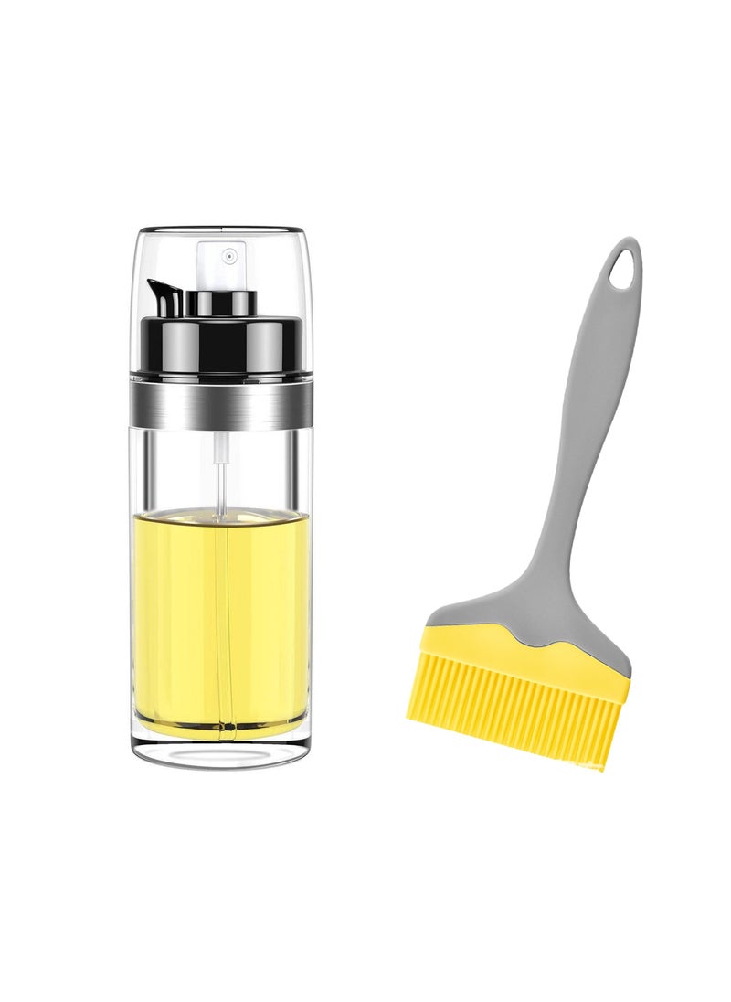 2 in 1 Oil Dispenser and Sprayer,150ml Glass Oil Spray Bottle and Silicone Brush-Convenient Oil Control for Kitchen