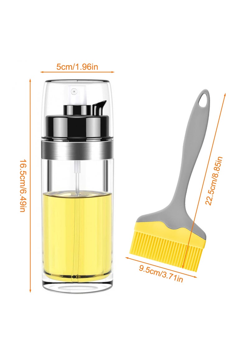 2 in 1 Oil Dispenser and Sprayer,150ml Glass Oil Spray Bottle and Silicone Brush-Convenient Oil Control for Kitchen