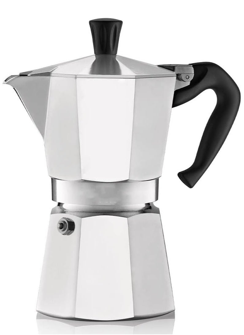 Stovetop Aluminum Silver Espresso Maker, Moka stove coffee maker, Moka Pot Coffee Maker for Gas or Electric Stove Top, Classic Italian Coffee Maker, 9 Cup (450Ml))