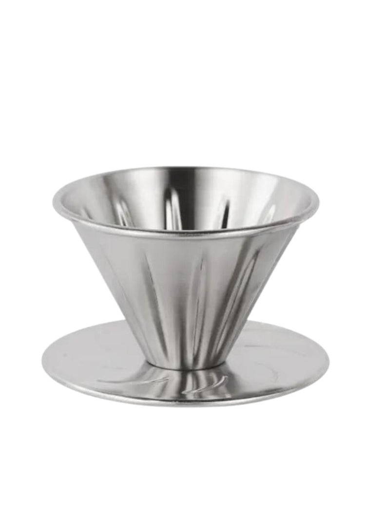 Liying 01Pcs- V01 Pour Over Coffee Dripper Stainless Steel without handle Metal Reusable Cone Coffee Filter Slow Brewing Accessories for Home Cafe Restaurants