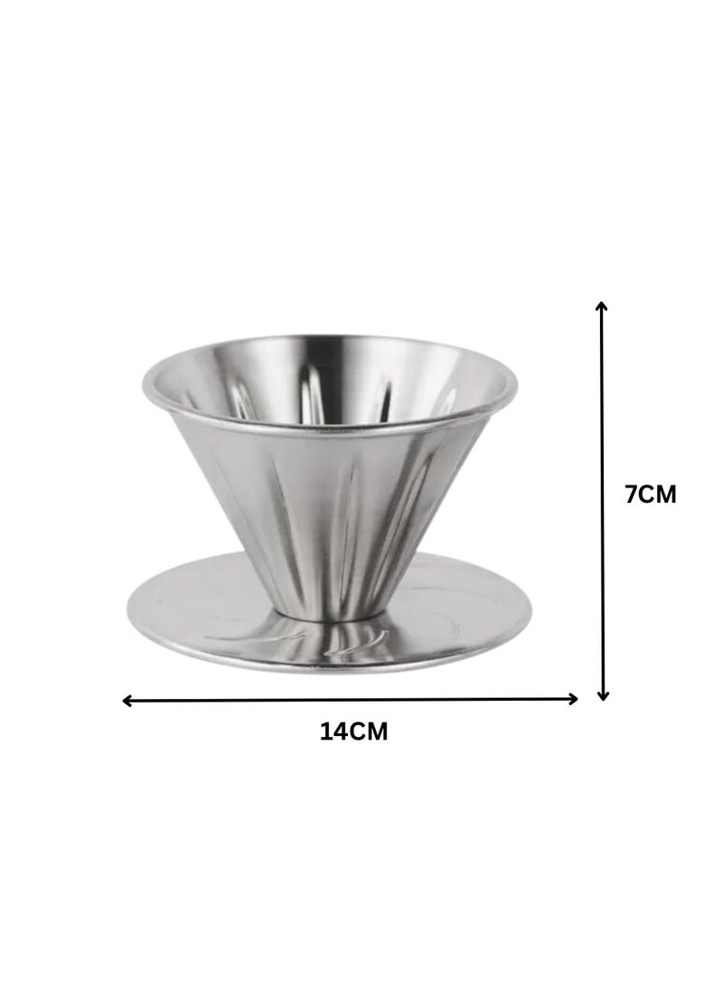 Liying 01Pcs- V01 Pour Over Coffee Dripper Stainless Steel without handle Metal Reusable Cone Coffee Filter Slow Brewing Accessories for Home Cafe Restaurants