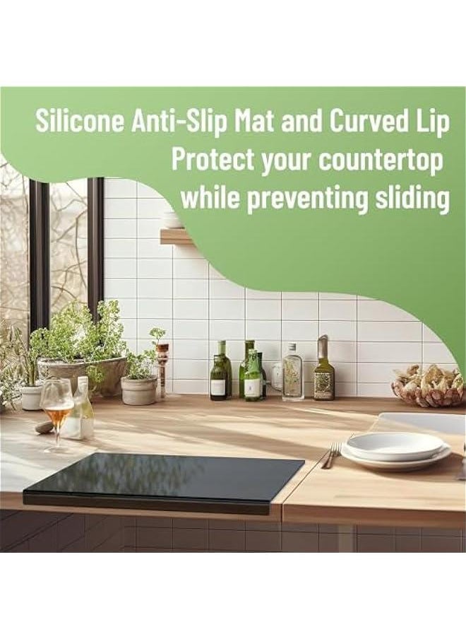 Acrylic Cutting Board with Counter Lip,35x45CM Large Clear Cutting Board for Kitchen Countertop,Non-Slip,6mm Thicker,Perfect for Bread,Meat,Veggies & More,Kitchen Essential Gadgets & Decor