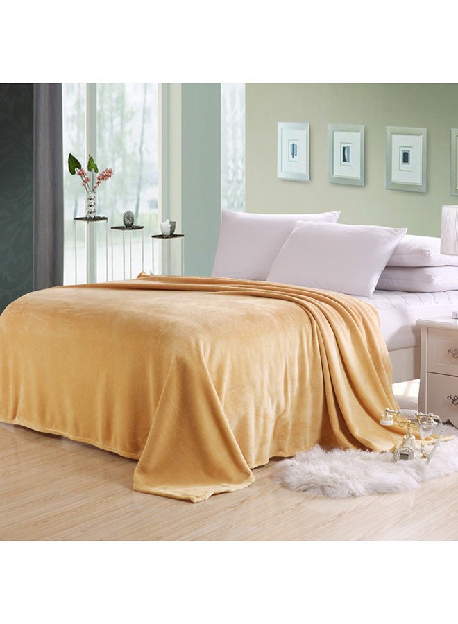 Silky Soft Flannel King Size Ultra Plush Light Weight Throw Blanket Microfiber Beige 200x220cm