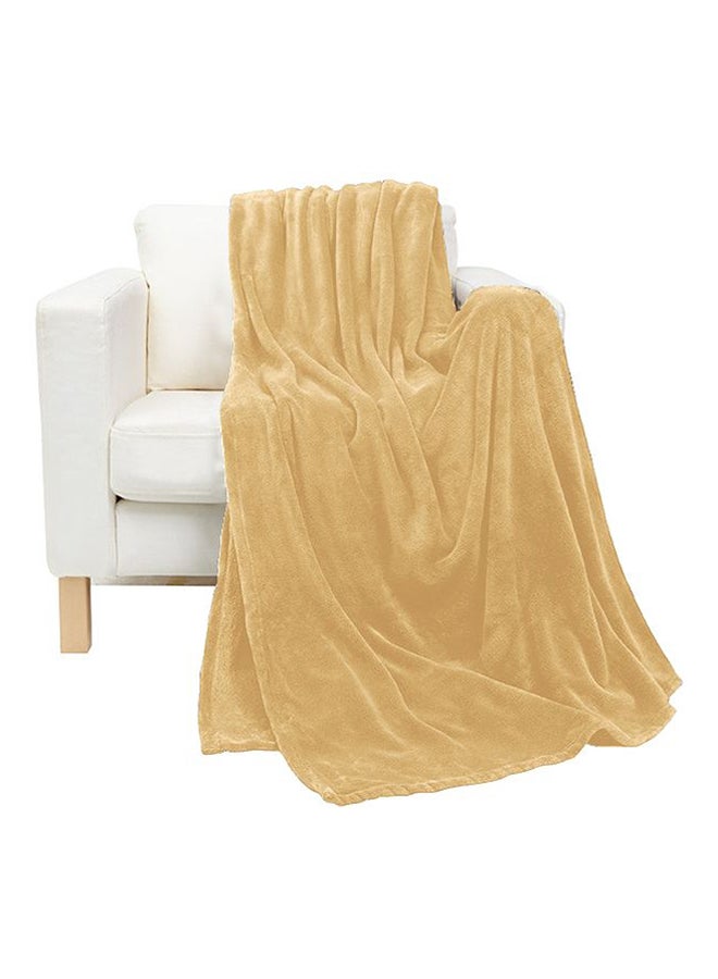 Silky Soft Flannel King Size Ultra Plush Light Weight Throw Blanket Microfiber Beige 200x220cm