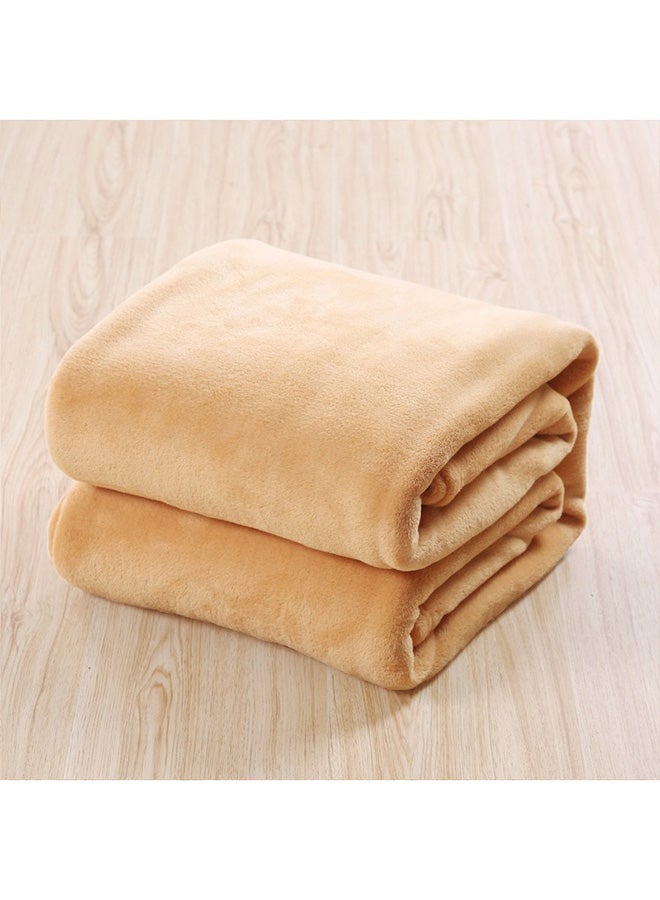 Silky Soft Flannel King Size Ultra Plush Light Weight Throw Blanket Microfiber Beige 200x220cm