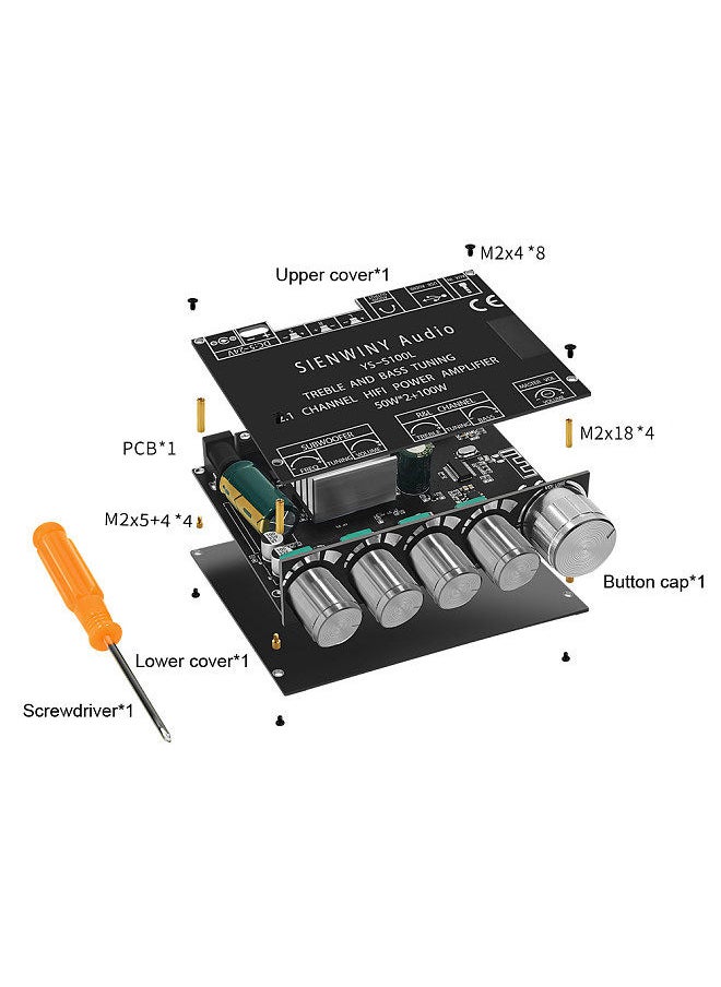 Portable BT Power Amplifier Module Multifunctional 2.1 Channel Power Amp Board Stereo Subwoofer Amplifier Board