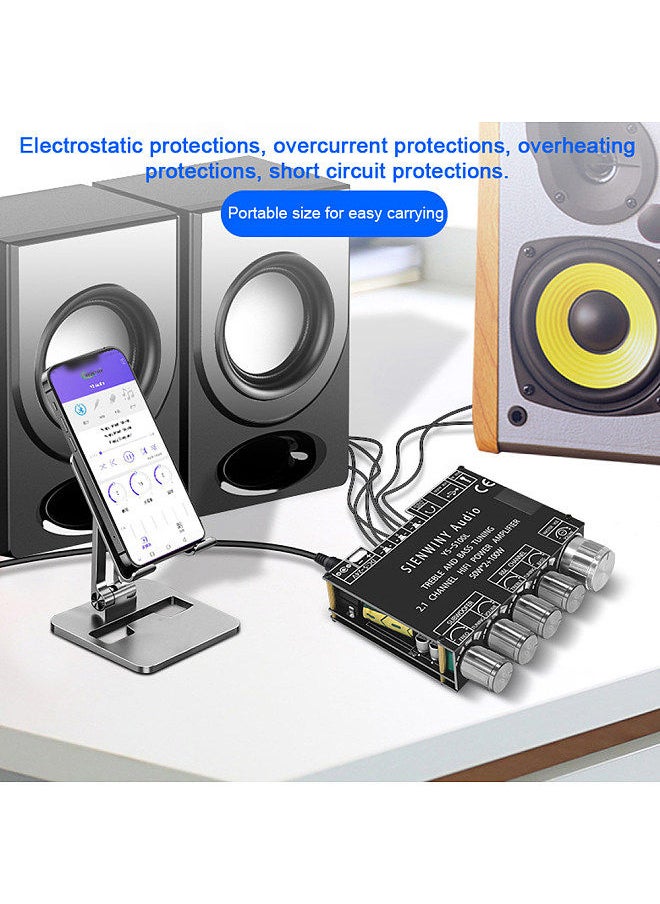 Portable BT Power Amplifier Module Multifunctional 2.1 Channel Power Amp Board Stereo Subwoofer Amplifier Board