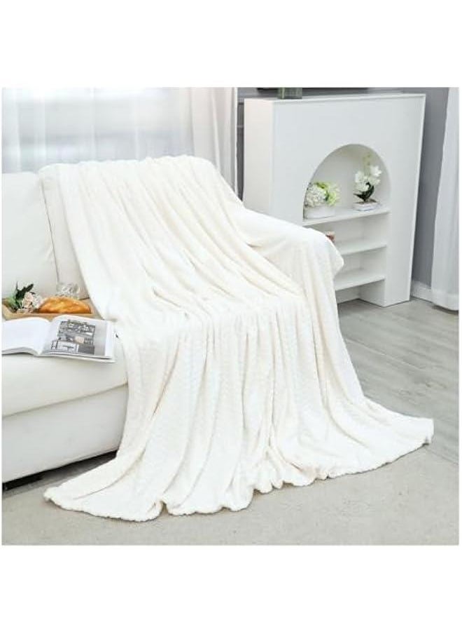 Super Soft Throw Blanket White Premium Silky Luxury Flannel,with Wheat Ears Pattern Design Lightweight Bed Blanket All Season Use, 39 x 59, Beige (98-03)