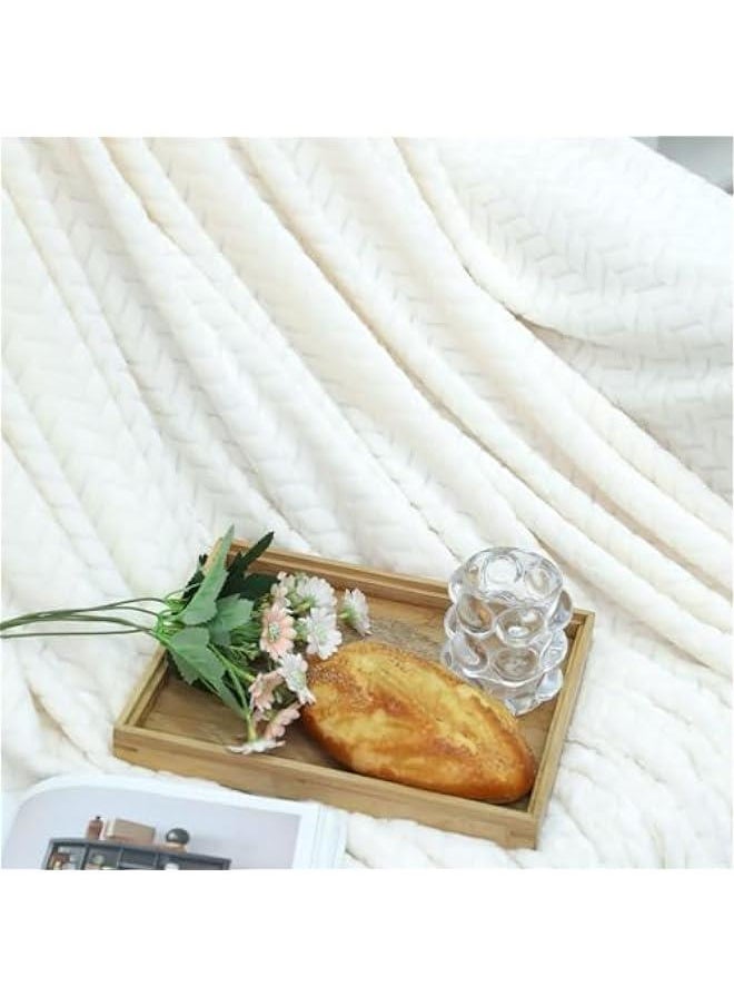 Super Soft Throw Blanket White Premium Silky Luxury Flannel,with Wheat Ears Pattern Design Lightweight Bed Blanket All Season Use, 39 x 59, Beige (98-03)