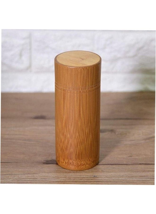 Organize Your Tea and More with a Portable Bamboo Tea Storage Container - Ideal for Coffee Nuts Spices and More - Natural Round Shape Tea Holder Makes Home Use Easy