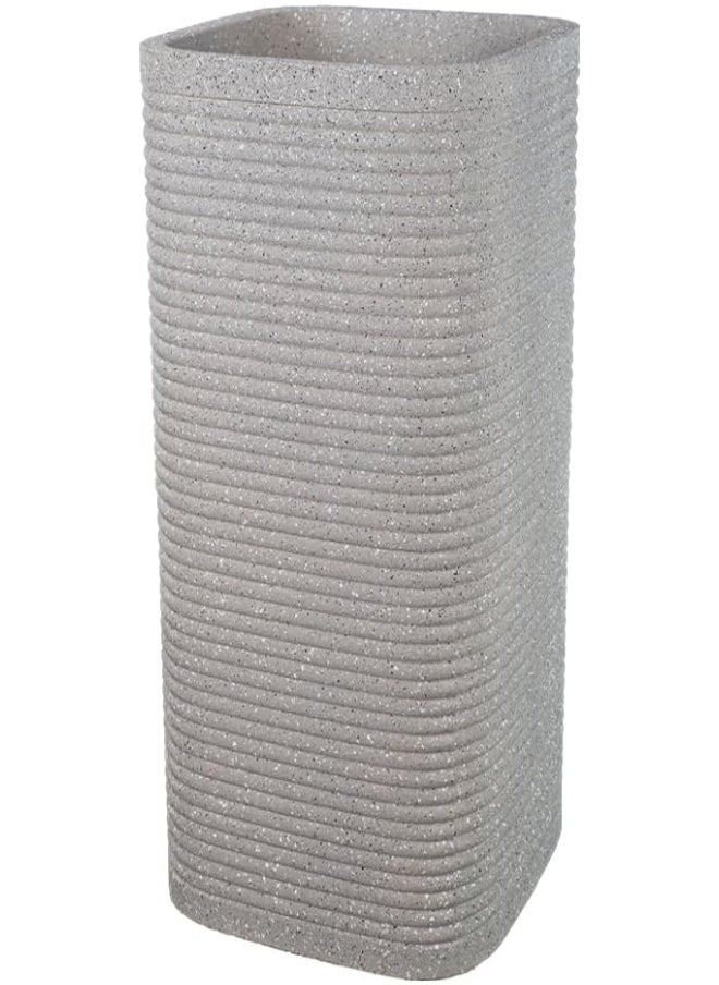 YAHOME Heavy-Duty Plant Pot, Ribbed Concrete-Look Tall Planter Pot with Drainage Holes, Lightweight & Weather-Resistant Flower Vase Suitable for Succulents, Herbs, Garden Pot for Home Office (Large)