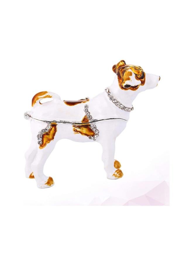 Dog Figurine Figure Dog Jewelry Trinket Boxes Crystal Puppy Keepsake Box Ring Holder Organizer Desktop Animal Ornament for Women Faberge Dog Craft