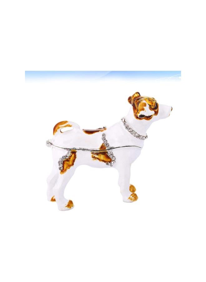 Dog Figurine Figure Dog Jewelry Trinket Boxes Crystal Puppy Keepsake Box Ring Holder Organizer Desktop Animal Ornament for Women Faberge Dog Craft