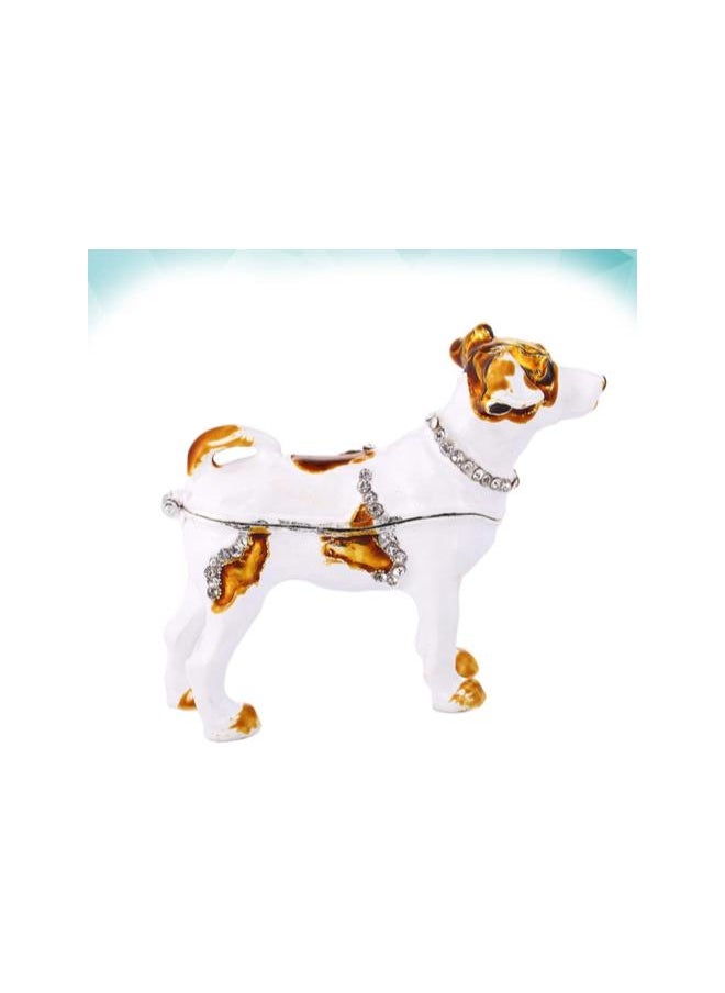 Dog Figurine Figure Dog Jewelry Trinket Boxes Crystal Puppy Keepsake Box Ring Holder Organizer Desktop Animal Ornament for Women Faberge Dog Craft