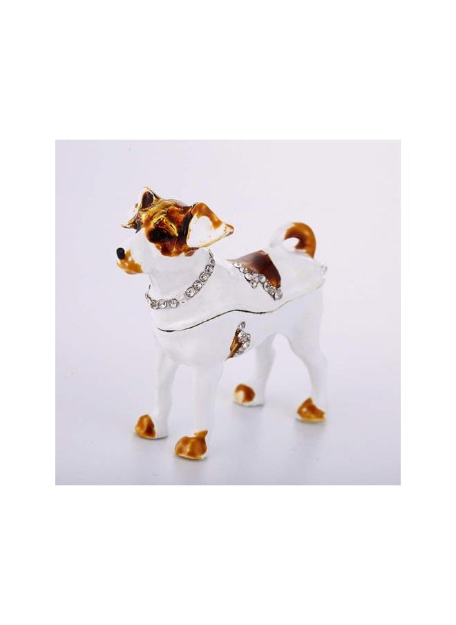 Dog Figurine Figure Dog Jewelry Trinket Boxes Crystal Puppy Keepsake Box Ring Holder Organizer Desktop Animal Ornament for Women Faberge Dog Craft