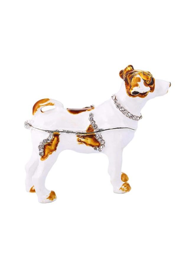 Dog Figurine Figure Dog Jewelry Trinket Boxes Crystal Puppy Keepsake Box Ring Holder Organizer Desktop Animal Ornament for Women Faberge Dog Craft