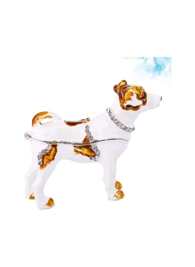 Dog Figurine Figure Dog Jewelry Trinket Boxes Crystal Puppy Keepsake Box Ring Holder Organizer Desktop Animal Ornament for Women Faberge Dog Craft