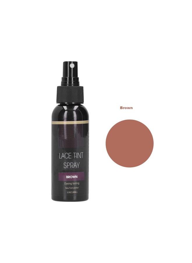 98ml Lace Tint Spray for Lace Wigs Melting and Holding Spray Hair Adhesive for Wigs, Extensions Portable Tint Spray Natural Finishing Hold Glueless Hold On Your Lace Wig(Brown)