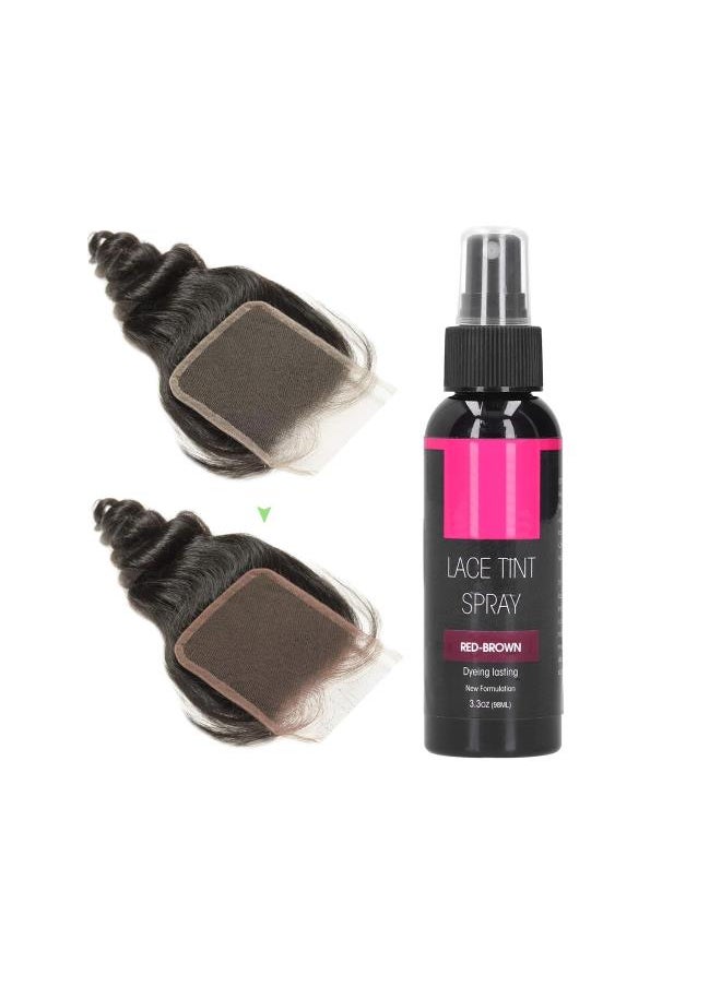 98ml Lace Tint Spray for Lace Wigs Melting and Holding Spray Hair Adhesive for Wigs, Extensions Portable Tint Spray Natural Finishing Hold Glueless Hold On Your Lace Wig(Brown)