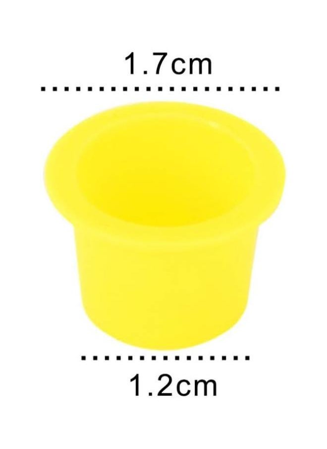 silvercnc 100pcs Tattoo Ink Caps Disposable Plastic Ink Cups Permanent Eyelash Makeup Eyebrow Tattooing Pigment Container Size M (Yellow)