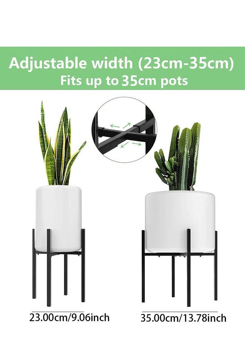 Modern Plant Holder, Adjustable Width 23 to 35 cm, Mid Century Metal Plant Stand Indoor Outdoor, Tall Flower Planter Pot Stand for Corner Display(Pot Not Included)