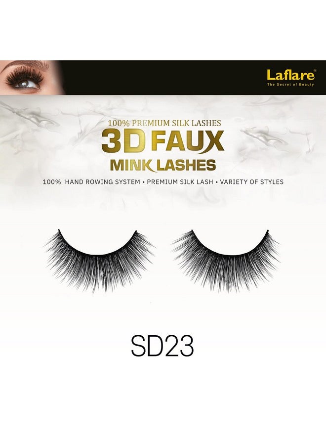 Premium Silk Lashes 3D Faux Mink Eyelashes, Light, Reusable, Handmade, Natural Looking, Professional Easy To Apply Eyelashes In A Knitted Style3-3 Packs Bundle Special (3, Sd23)