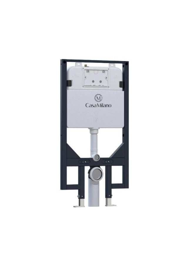 Danube Home Milano - G30034 Mechanic Concealed Cistern With Iron Frame Blue Color & Hdpe 90*91 Pipe+Zh51 90 To 110 Adaptor Without Push Plate Af016200-0006 | Iron Frame/HDPE Flush Mechanism For Toilet Bathroom Washroom