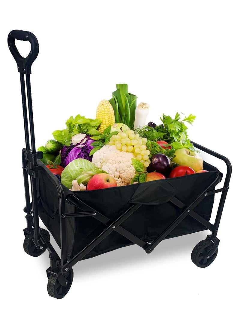 Black Collapsible Wagon with Handle - Convenient and Portable Storage Solution 49x13x66 CM