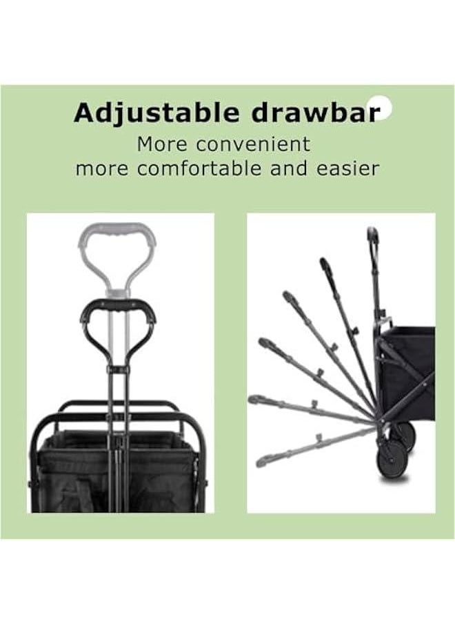 Collapsible Folding Wagon, Wagon Cart Heavy Duty Foldable with Removable Wheels, Utility Grocery Wagon for Camping Shopping Sports (8 inch)