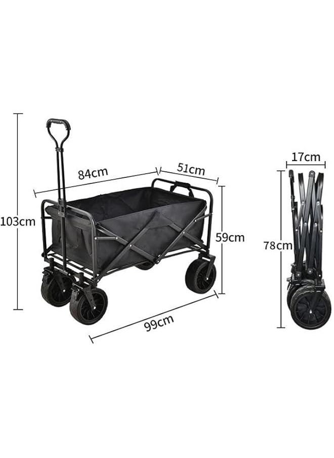Collapsible Folding Wagon, Wagon Cart Heavy Duty Foldable with Removable Wheels, Utility Grocery Wagon for Camping Shopping Sports (8 inch)
