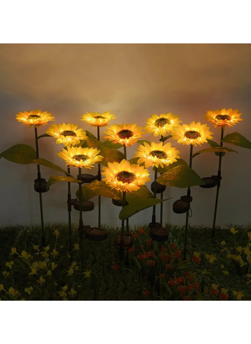 2 Pack Solar Garden Stake Lights, Outdoor Sunflower Lights, LED Solar Powered Lights for Patio Lawn Garden Yard Pathway Decoration, Outdoor Solar Sunflower Lights, Waterproof LED Solar Path Lights