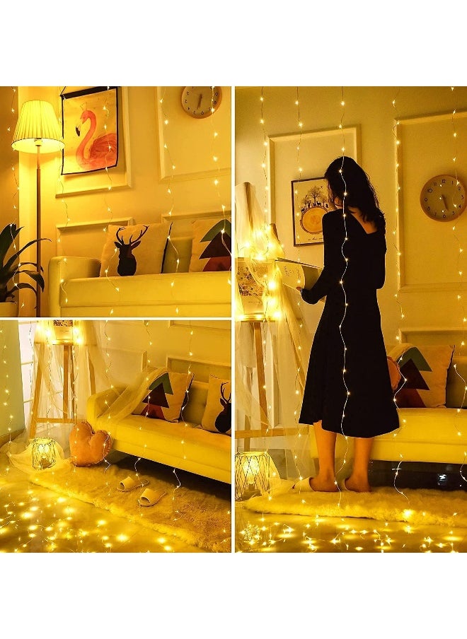 Looxdo 8 Modes 300 LEDs 10 Fairy Light Curtain Lights, 3m Each with Remote and USB Power Supply