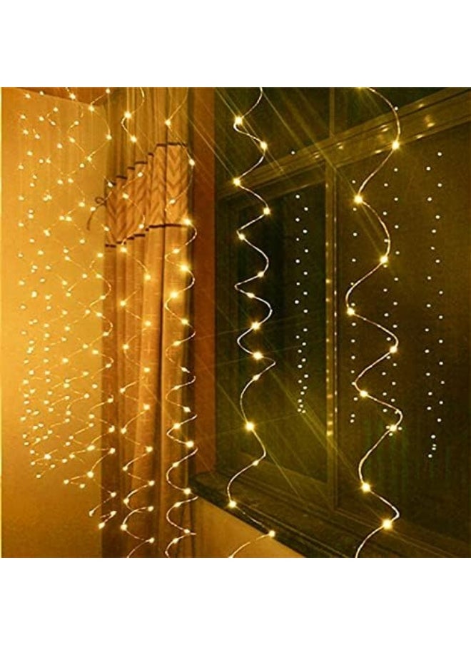 Looxdo 8 Modes 300 LEDs 10 Fairy Light Curtain Lights, 3m Each with Remote and USB Power Supply