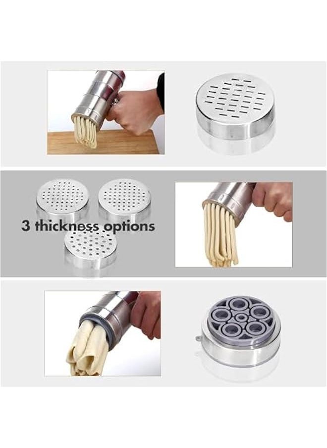 Pasta Maker, Noodle Maker with 5 Mould, Manual Pasta Maker Machine Pasta Gun Noodle Press Spaghetti Maker Pasta Tools, Stainless Steel Pasta Machine Ramen Noodle Maker