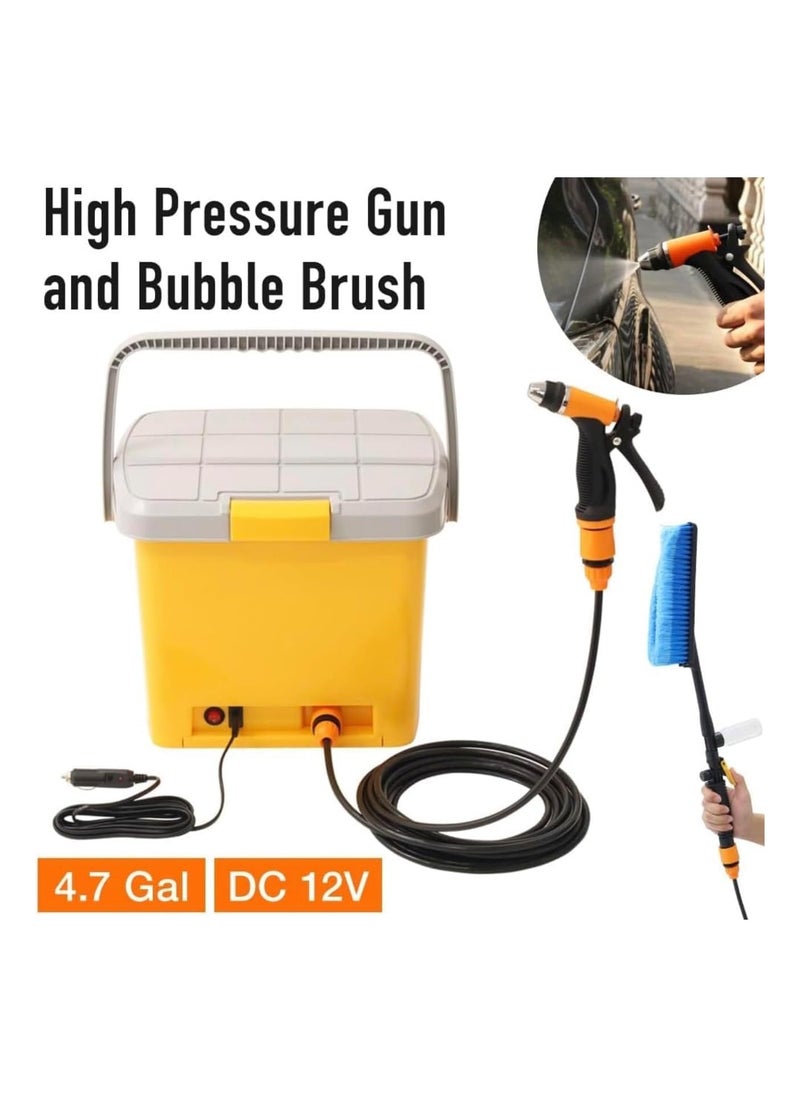 Portable 12V DC Electric Pressure Washer, Car Washer with Air Compressor High Pressure Water Pump