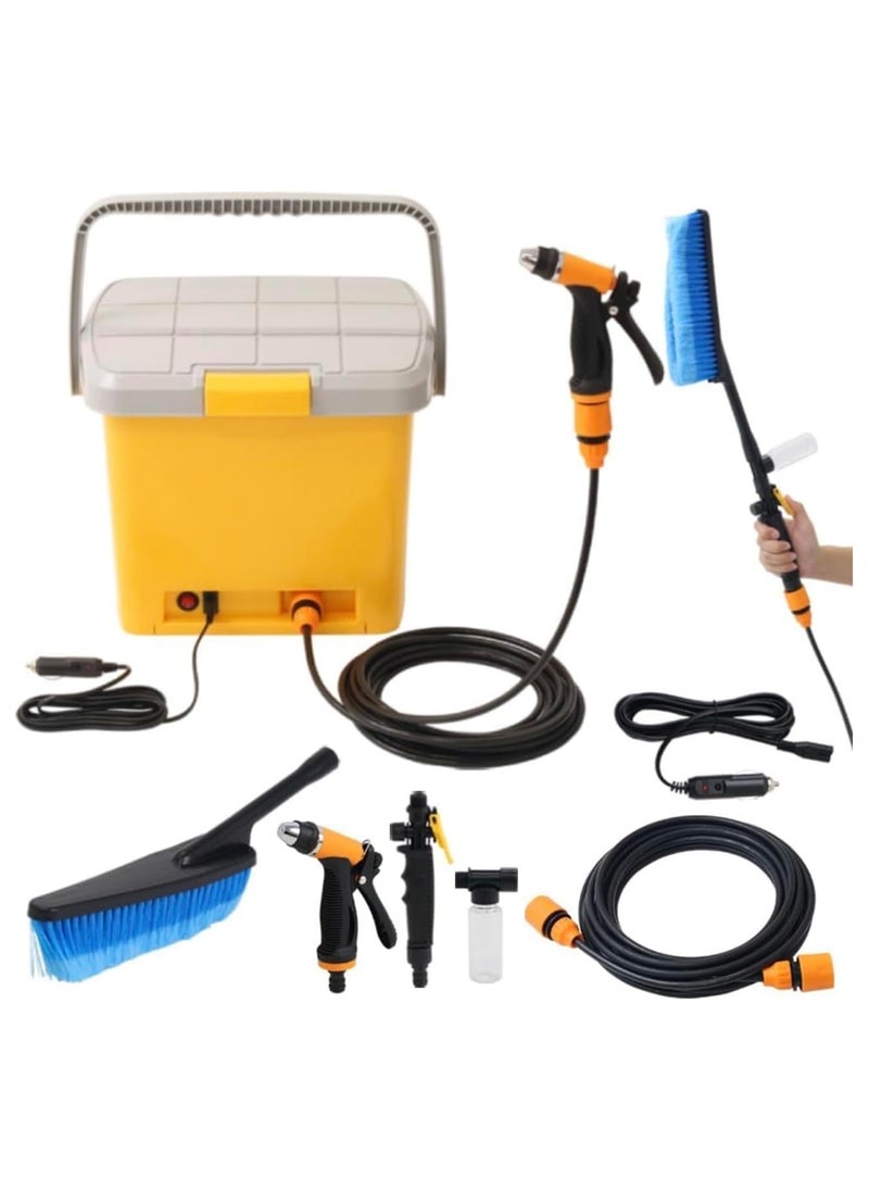 Portable 12V DC Electric Pressure Washer, Car Washer with Air Compressor High Pressure Water Pump