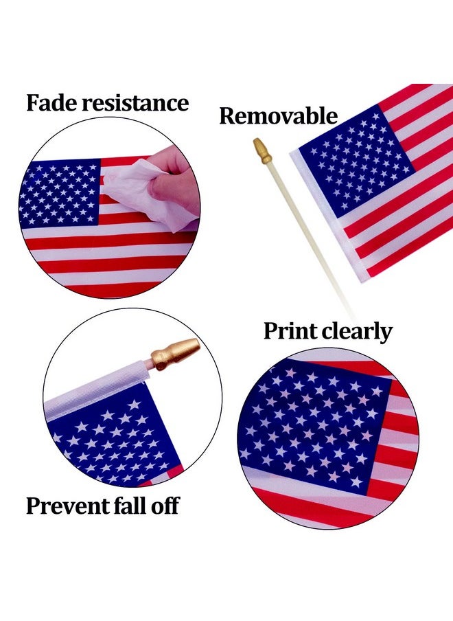 410 Pcs Small American Flags On Stick - 5X8 Inch Mini American Flags With Safety Spear Tip - Bulk Solid Wooden Pole Handheld Us Flag For Parades Independence Day Memorial Day 4Th Of July Decorations