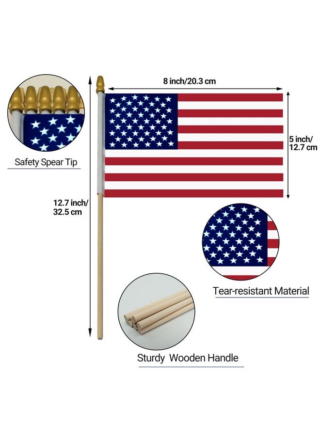 410 Pcs Small American Flags On Stick - 5X8 Inch Mini American Flags With Safety Spear Tip - Bulk Solid Wooden Pole Handheld Us Flag For Parades Independence Day Memorial Day 4Th Of July Decorations