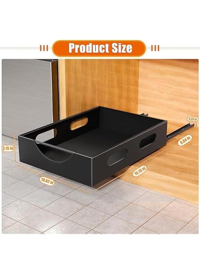 Pull Out Cabinet Organizer Fixed With Adhesive Nano Film,Heavy Duty Storage and Organizer Sliding Drawer Pantry Shelves,Pull Out Cabinet Organizer for Kitchen,Living Room,Bathroom,Home (Black)