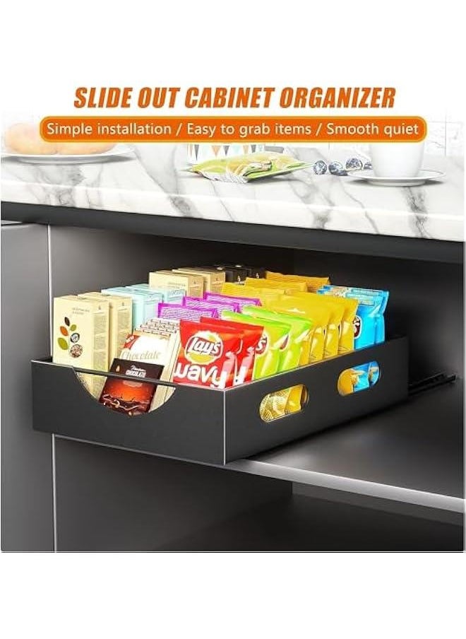 Pull Out Cabinet Organizer Fixed With Adhesive Nano Film,Heavy Duty Storage and Organizer Sliding Drawer Pantry Shelves,Pull Out Cabinet Organizer for Kitchen,Living Room,Bathroom,Home (Black)