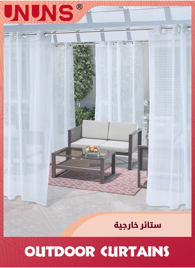 Outdoor Curtains For Patio,1 Panel Waterproof White Grommet Indoor Voile Sheer Curtain,Light Filtering Voile Outside Curtains For Living Room,Bedroom,Porch,Pergola,Cabana,132x213cm