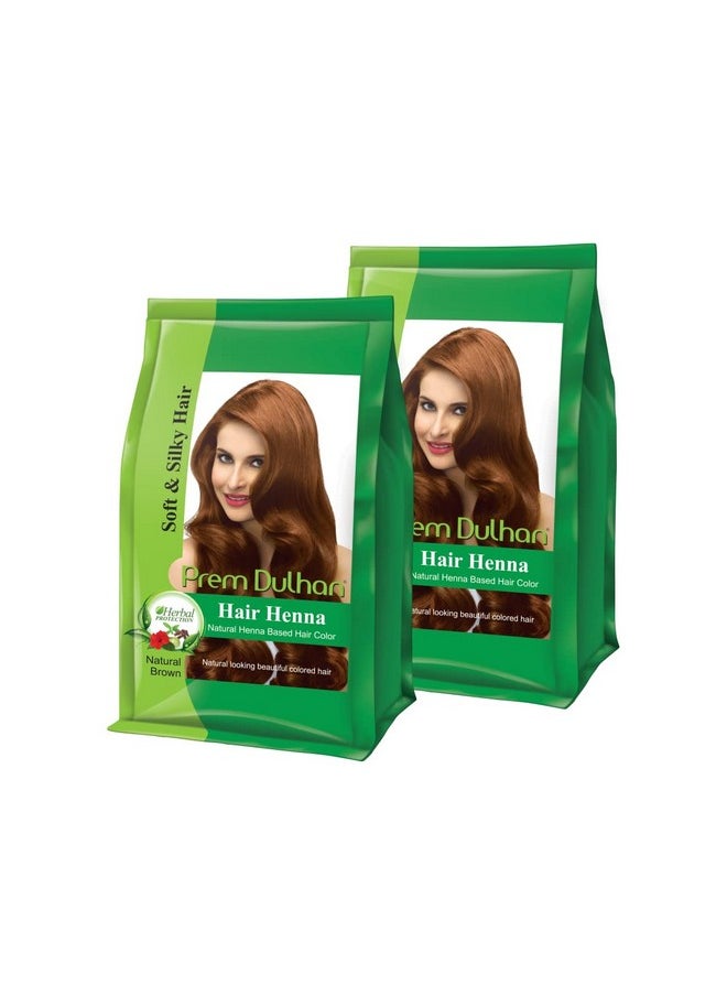 Hair Henna Natural Henna Based Hair Color |Natural Brown| -125 Grm (Pack Of 2)