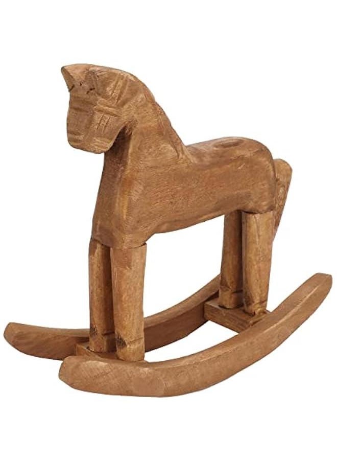 Wooden Rocking Horse Table Decoration, 18.5X 6X 18cm Safe and Sturdy Pine Rocking Horse Decor for Decorating Bedside Tables, Bookshelves, Windowsills