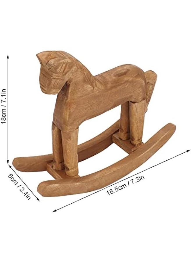 Wooden Rocking Horse Table Decoration, 18.5X 6X 18cm Safe and Sturdy Pine Rocking Horse Decor for Decorating Bedside Tables, Bookshelves, Windowsills