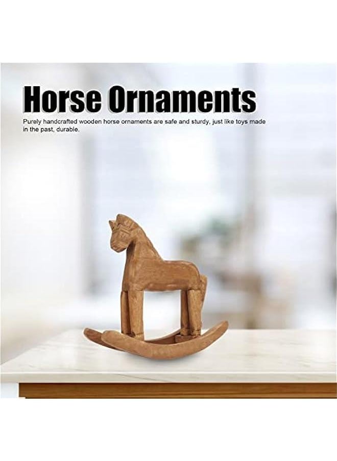 Wooden Rocking Horse Table Decoration, 18.5X 6X 18cm Safe and Sturdy Pine Rocking Horse Decor for Decorating Bedside Tables, Bookshelves, Windowsills