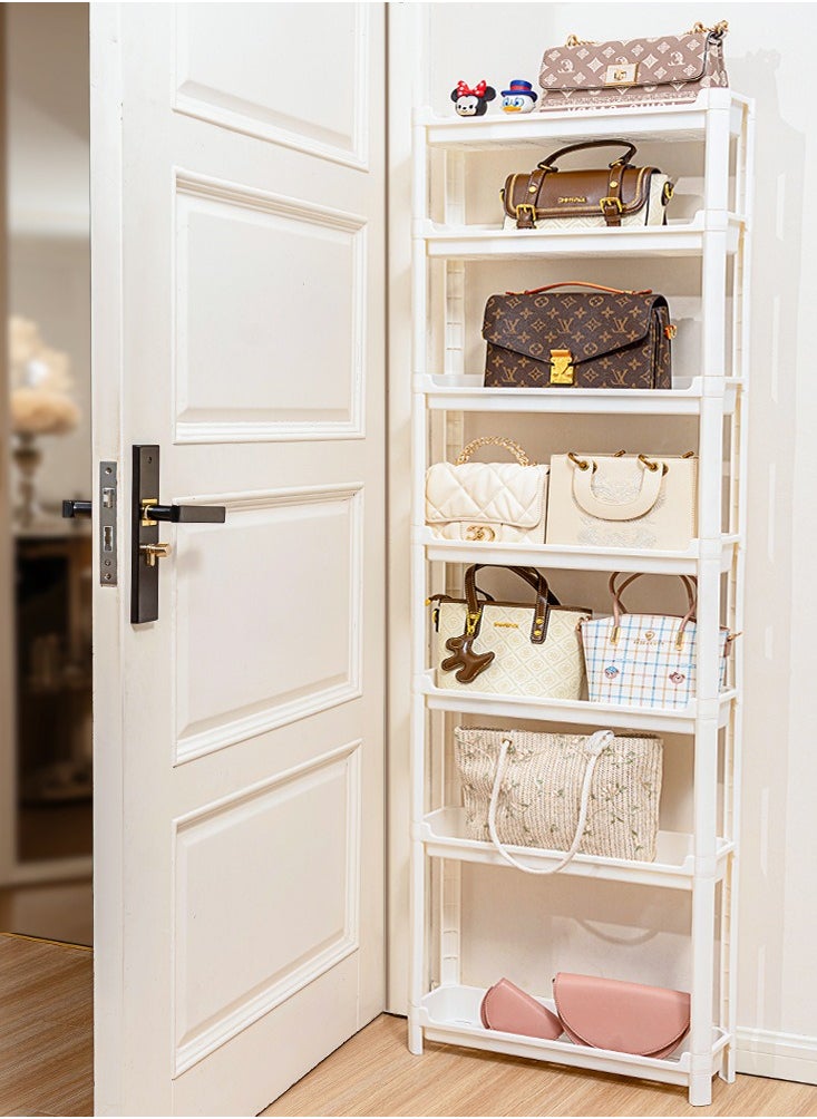 Door-Mounted Bag Storage Rack, Narrow Slot Shelf, Small Trolley, Large Capacity, Multi-Layer Ultra-Thin Storage Cabinet