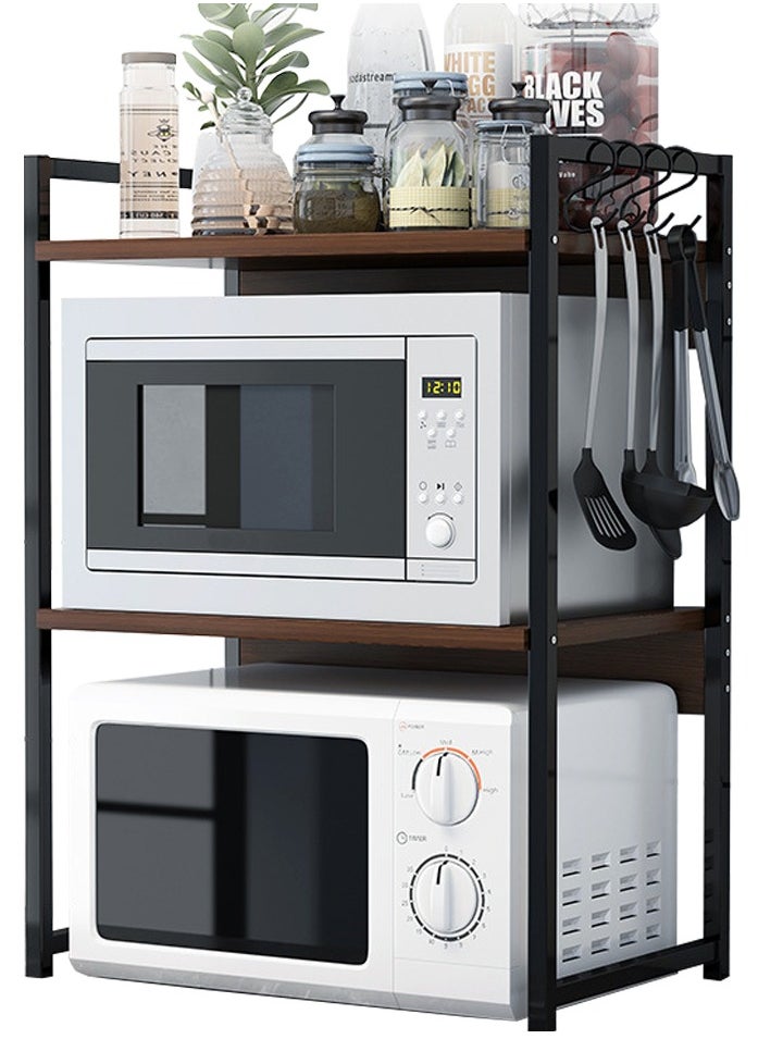3-Tier Kitchen Microwave Oven Rack Counter Shelf Black 53x73x35cm