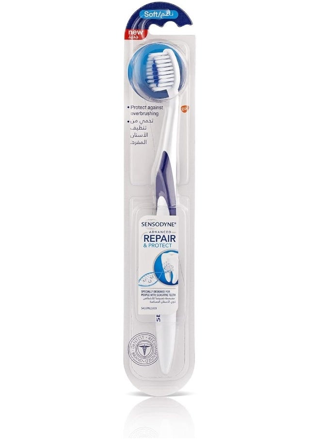 Toothbrush For Sensitive Teeth, Advanced Repair & Protect Brush With Soft Bristles, Multi-Colour - 2 packs