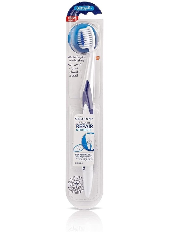 Toothbrush For Sensitive Teeth, Advanced Repair & Protect Brush With Soft Bristles, Multi-Colour - 2 packs